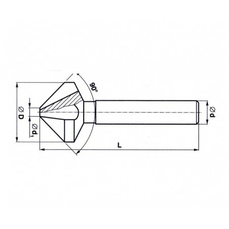 Záhlubník kuželový 90° s válcovou stopkou - STIMZET