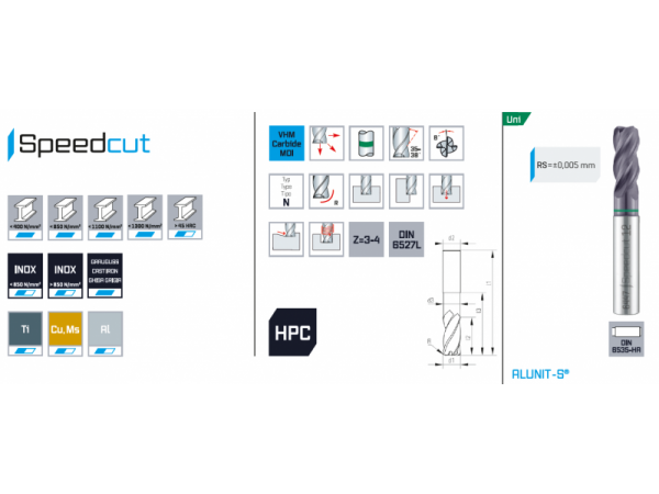 Fréza čelní SK s rohovým rádiusem 3x8/57 R0,3...