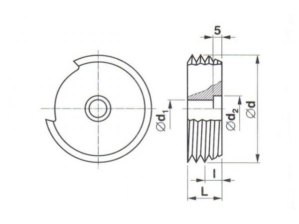Závitový kotoučový nůž hřebínkový nástrčný na metrický závit vnější 223335