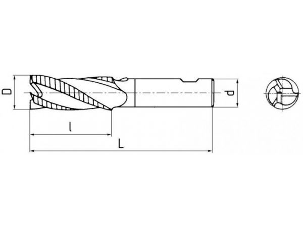 Fréza válcová čelní krátká s 1 břitem přes...