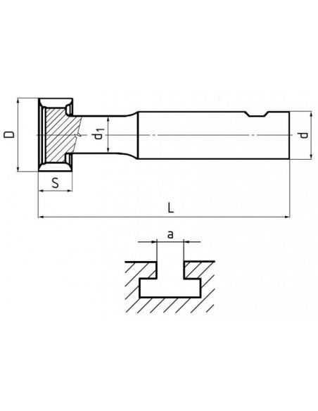 Fréza tvarová pro drážky T, 36x16mm