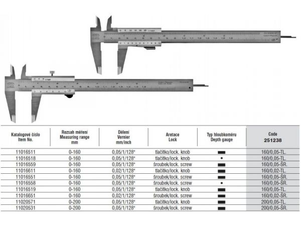 Posuvné měřítko s hloubkoměrem se šroubkem 160mm 251238 - SOMET