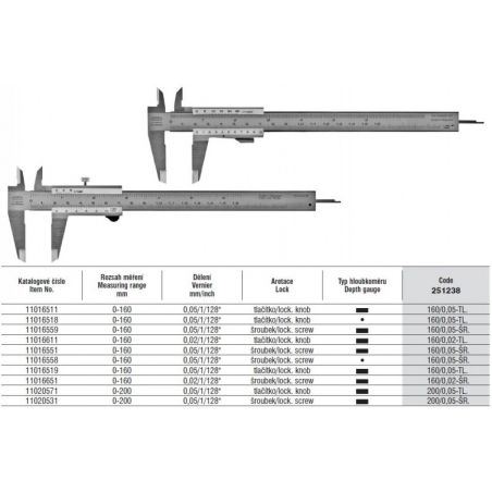 Posuvné měřítko s hloubkoměrem se šroubkem 160mm 251238 - SOMET
