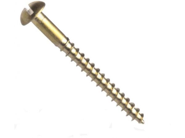 Din 96 vrut do dřeva s půlkulatou hlavou, průběžná drážka, mosaz, 2.0x16 mm