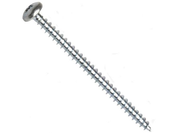 Univerzální vrut, půlkulatá hlava, celý závit, drážka pozidrive, zinek bílý, 6.0x25 mm