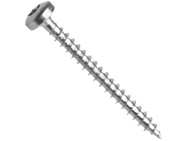 Univerzální vrut, půlkulatá hlava, celý závit, drážka torx, zinek žlutý, 5.0x50 mm