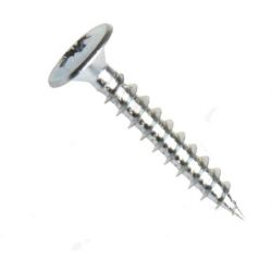 Univerzální vrut, čočková hlava s límcem, drážka pozidrive, zinek bílý, 3.5x25 mm