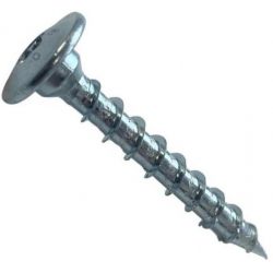 Vrut pro tesařské kování, talířová hlava s osazením, torx 40, celý závit, ocel, zinek bílý, 8.0x40 mm