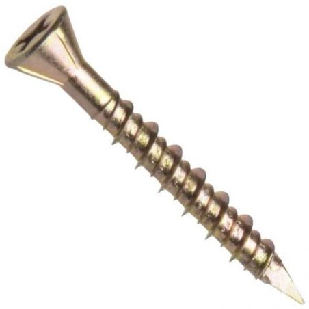 Šroub pro montáž desek cetris, kuželová hlava, drážka phillips, ocel, zinek žlutý, závit do dřeva, 4.2x55/30 mm