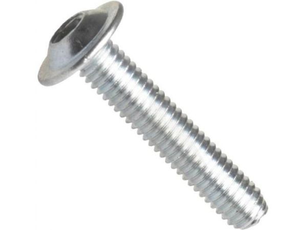 Iso 7380-2, šroub se zaoblenou hlavou a límcem "button", vnitřní šestihran inb, ocel, pevnostní třída 10.9, zinek bílý, m3x6 mm
