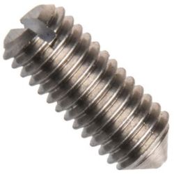 Din 553 (iso 7434), stavěcí šroub (červík) s rovnou drážkou a hrotem, ocel třídy 4.6 (4.8), bez povrchové úpravy, m6x8 mm