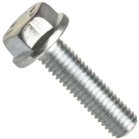 Šroub pojistný "ripp" se šestihrannou hlavou s ozubeným límcem (přírubou), r 88913, celý závit, ocel kl. 100, zinek bílý, m10x20