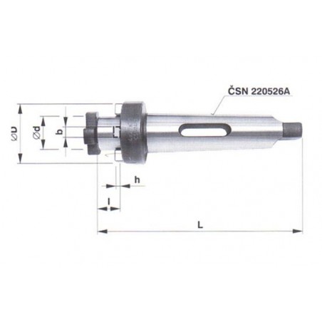 Frézovací trn s kuželovou stopkou morse s otvorem pro klín pro vodorovné vyvrtávačky s čel 242461