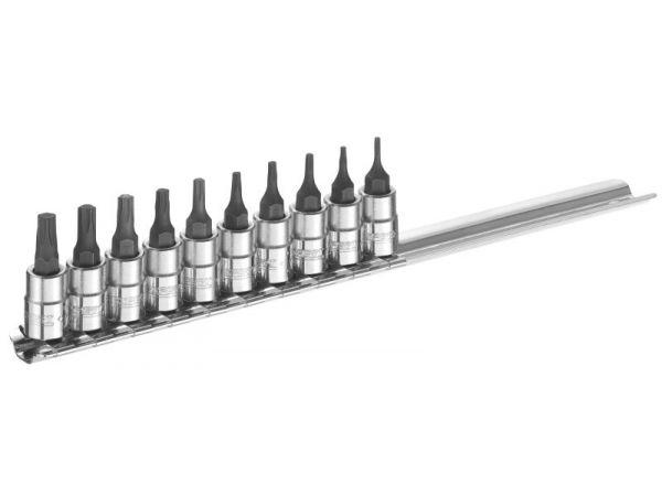 1/4" Sada zástrčných hlavic TORX na liště, 10dílná TONA EXPERT E030703