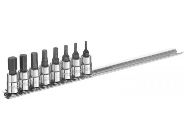 1/4" Sada zástrčných šestihranných hlavic na liště, 8dílná TONA EXPERT E030704