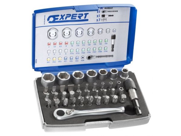 Sada bitů, hlavic, miniráčny a adaptérem, 39dílná TONA EXPERT E131705