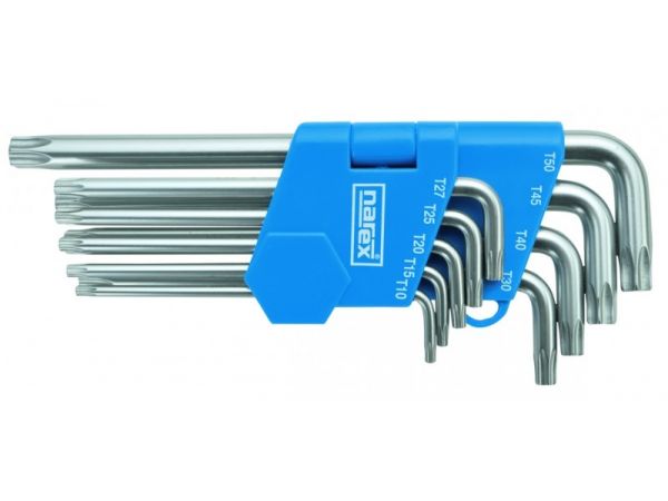 Sada zástrčných klíčů šestihr. prodloužených, 9dílná 230711.609-NAREX SADA TORX (T10-T50)