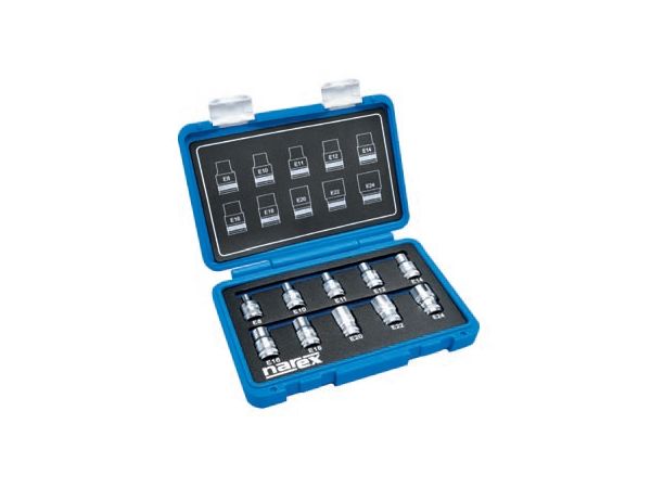 Sada hlavic Torx-E 1/2" E8-24 NAREX-SADA 10-dílná, E8-24 /443000963/