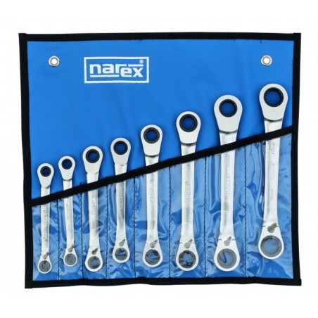 Sada - ráčnový oboustranný klíč vyhnutý 5 - NAREX° 230838R.608 - DIN 3110 8-dílná /5,5-17/