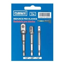 3-dílná sada adaptérů pro hlavice 1/4"-3/8"-1/2" NAREX A-SADA HS234182