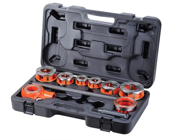 Sada závitořezných hlav Ridgid BSPT + ruční závitořez AGP