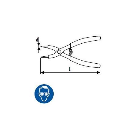 Kleště na pojistné kroužky 90° zahnuté vnější 170mm, 1,8mm  E117918 - TONA EXPERT