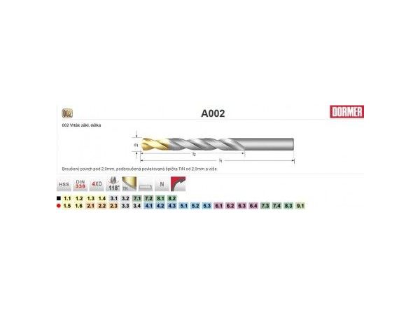 Vrták s válcovou stopkou DIN 338, HSS - DORMER