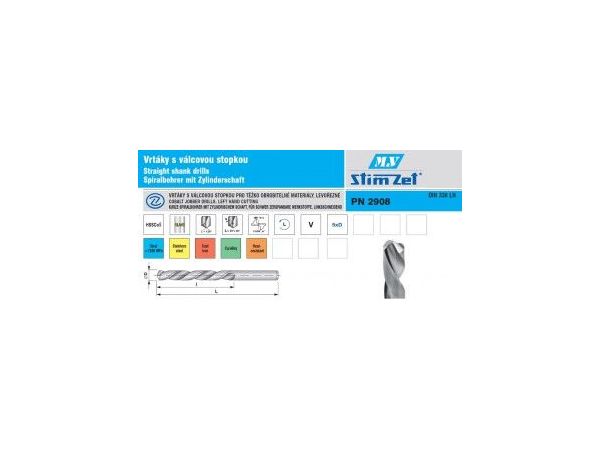 Vrták s válcovou stopkou - levý ( HSSCo ) ,...