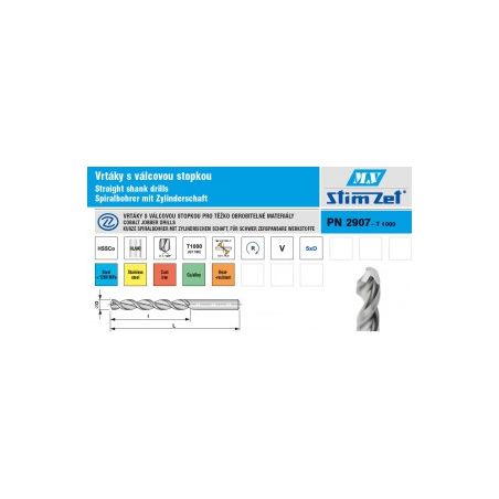 Vrták s válcovou stopkou - vysoce výkonný - střední řada HSSCo 2907 - STIMZET