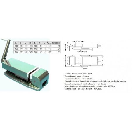 Strojní svěrák s nastavitelnou pohyblivou čelistí - YORK