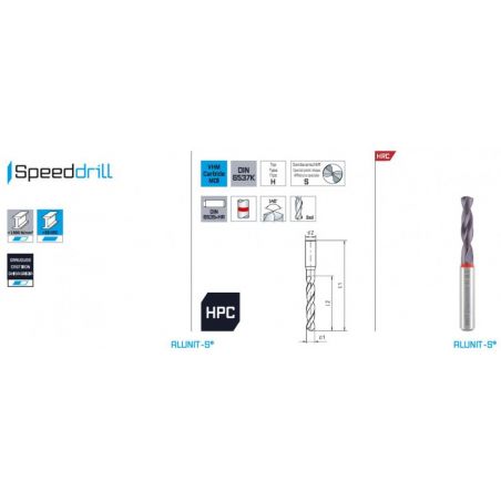Vrták s válcovou stopkou SK 3xD - SPEED-DRILL Ultra Hard Steel 68HRc - MAYKESTAG