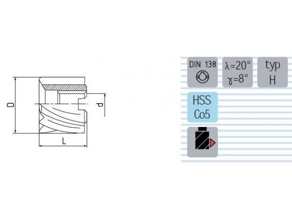 Fréza válcová čelní jemnozubá typ H F690275V - ZPS