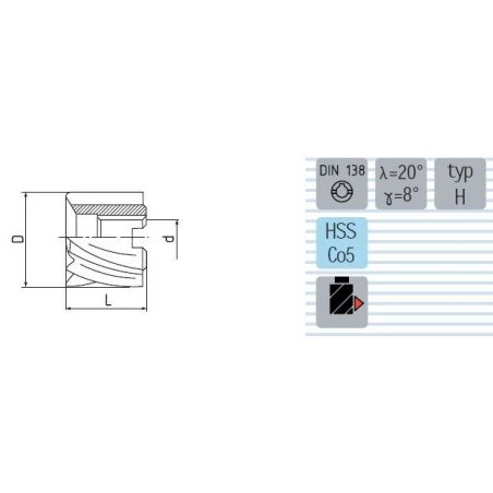 Fréza válcová čelní jemnozubá typ H F690275V - ZPS