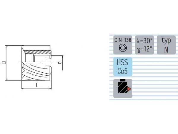 Fréza válcová čelní jemnozubá typ H F630275V - ZPS