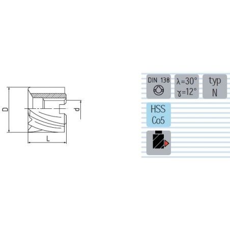 Fréza válcová čelní jemnozubá typ H F630275V - ZPS
