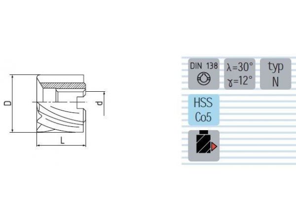Fréza válcová čelní polohrubozubá typ N...
