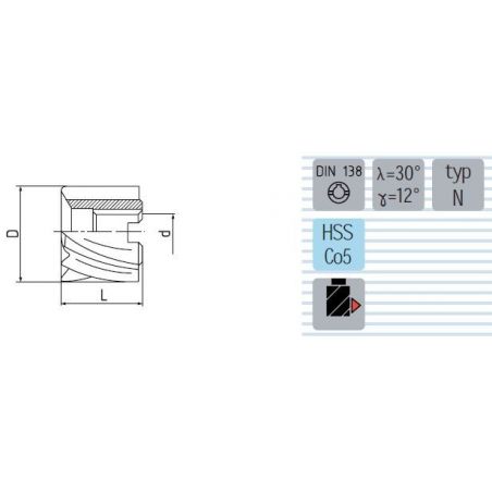Fréza válcová čelní polohrubozubá typ N F680275V - ZPS