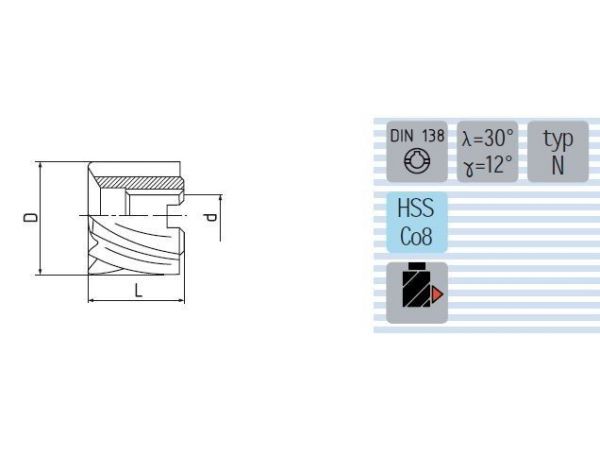 Fréza válcová čelní polohrubozubá typ N...