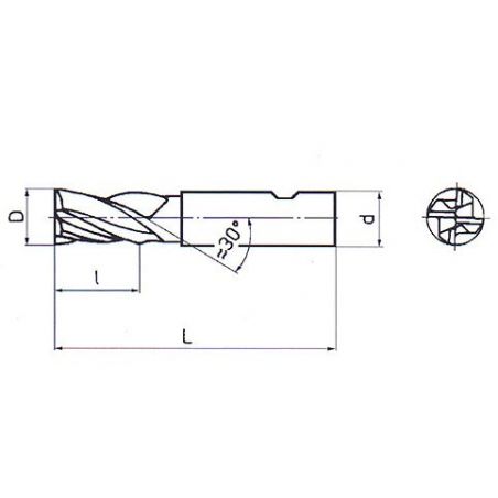 Fréza válcová čelní krátká s 1 břitem přes střed typ N F120518 - ZPS