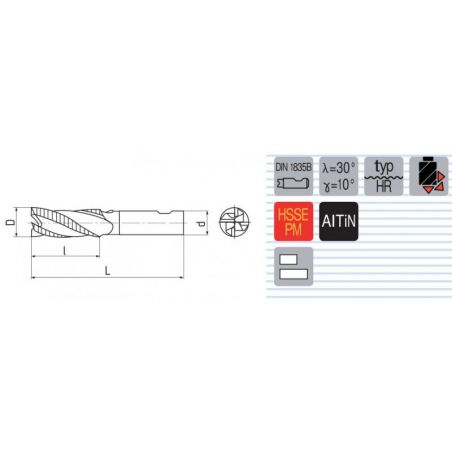 Fréza válcová čelní krátká s 1 břitem přes střed typ HR F128517 - ZPS