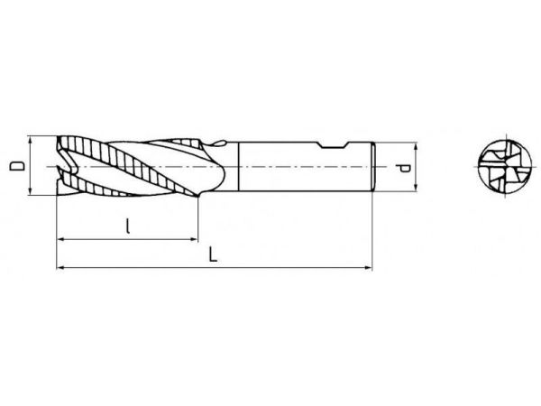 Fréza válcová čelní dlouhá s 1 břitem přes...