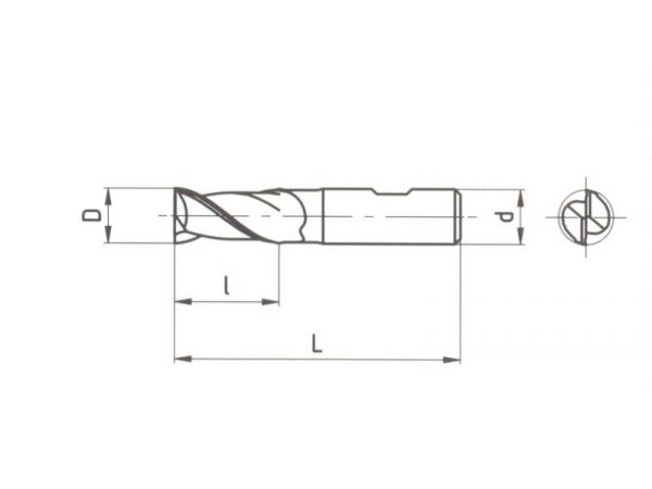 Fréza pro drážky per krátká 2 břity do středu...