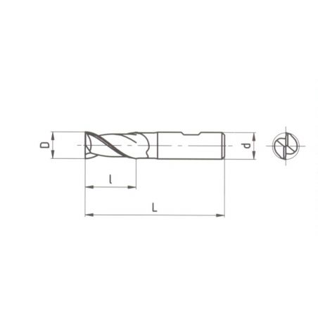 Fréza pro drážky per krátká 2 břity do středu typ W F270618 - ZPS