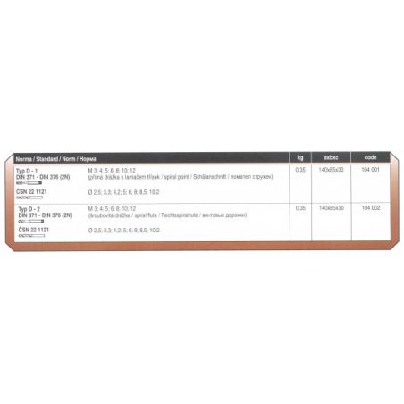 Souprava strojních závitníků válcovaných s vrtáky 238925