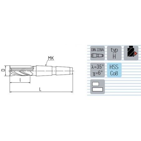 Fréza válcová čelní krátká s MK pro obrábění titanových slitin typ H F440248 - ZPS