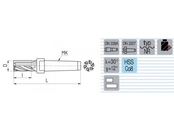 Fréza válcová čelní dlouhá s MK typ NR F425248...