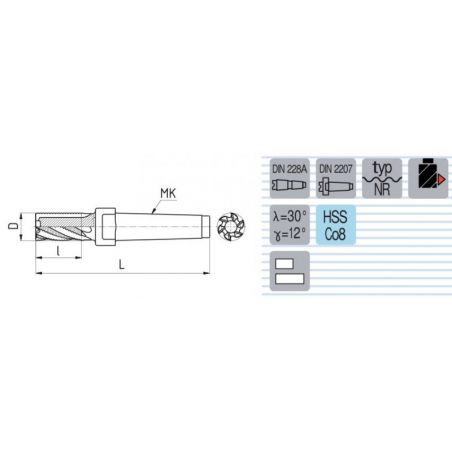 Fréza válcová čelní krátká s MK typ NR F424248 - ZPS