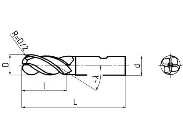 Fréza kopírovací dlouhá s půlkruhovými břity...
