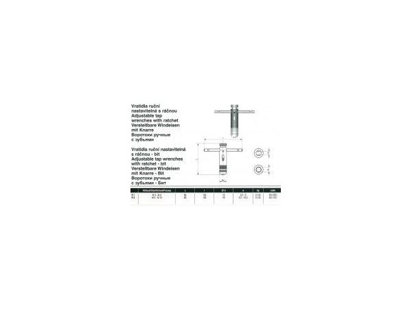 Vratidlo na závitníky ruční stavitelné s ráčnou