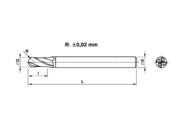 Fréza tvrdokovová dlouhá 4 břitá kopírovací...